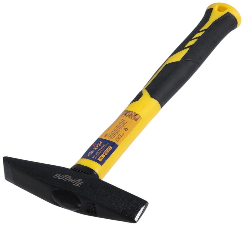 Молоток сварщика ТУНДРА, двухсторонний плоский боек, двухкомпонентная рукоятка, 300 г