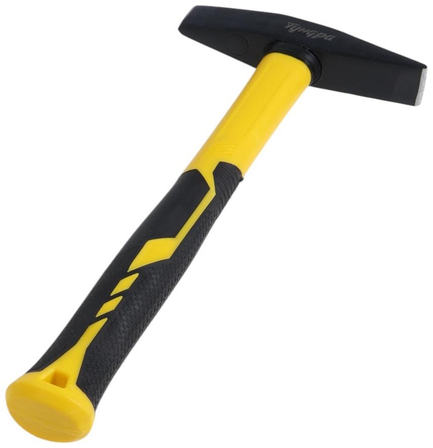 Молоток сварщика ТУНДРА, двухсторонний плоский боек, двухкомпонентная рукоятка, 300 г