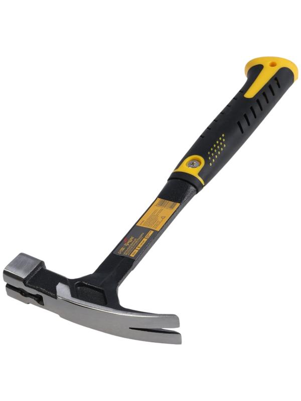 Молоток-гвоздодер ТУНДА ПРОФИ, цельнокованый, квадратный боек с магнитом, 2К рукоятка, 600 г