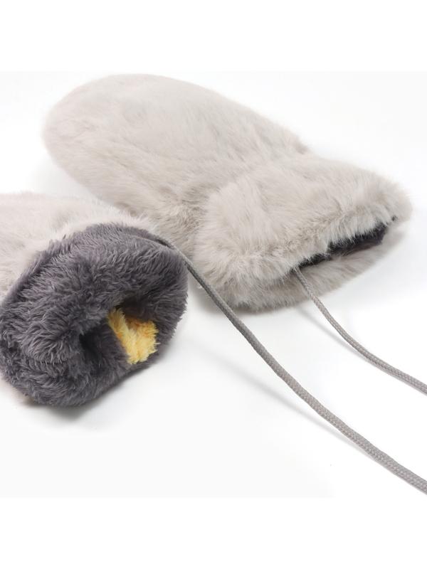 Варежки подросковые MINAKU, пушистые, 20 см, серые