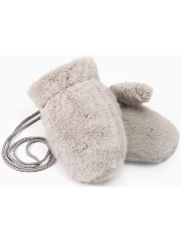 Варежки подросковые MINAKU, пушистые, 20 см, серые