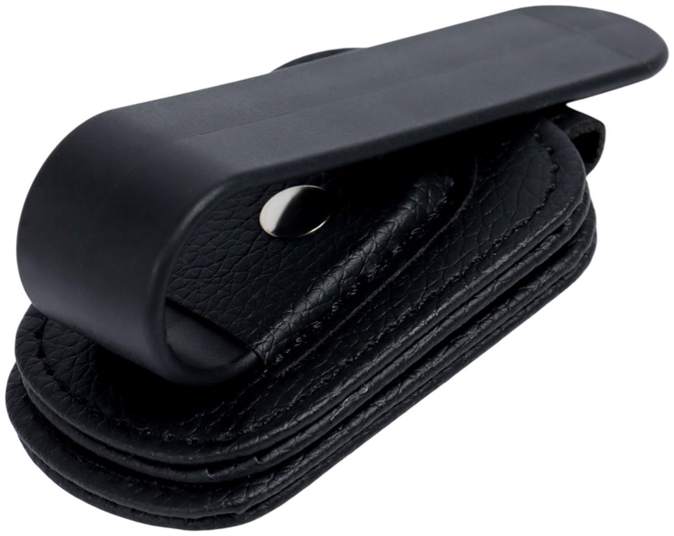 Держатель для очков автомобильный, кожаный, черный