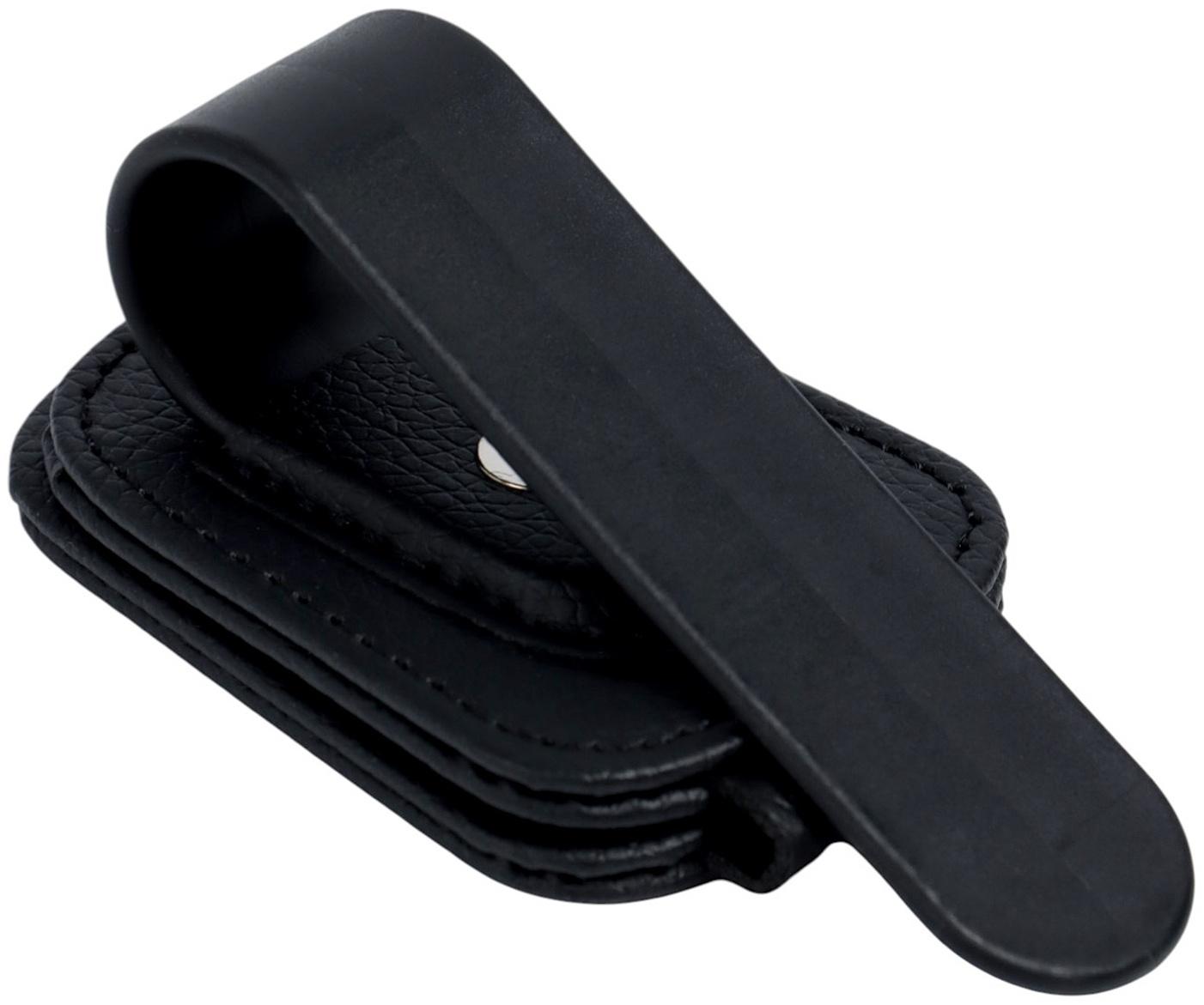 Держатель для очков автомобильный, кожаный, черный