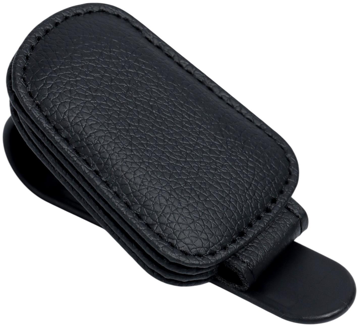 Держатель для очков автомобильный, кожаный, черный