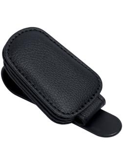 Держатель для очков автомобильный, кожаный, черный