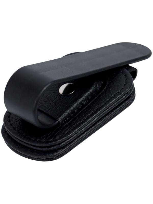 Держатель для очков автомобильный, кожаный, черный