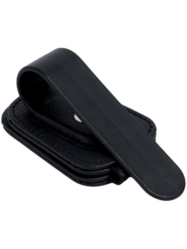 Держатель для очков автомобильный, кожаный, черный