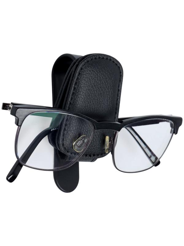 Держатель для очков автомобильный, кожаный, черный