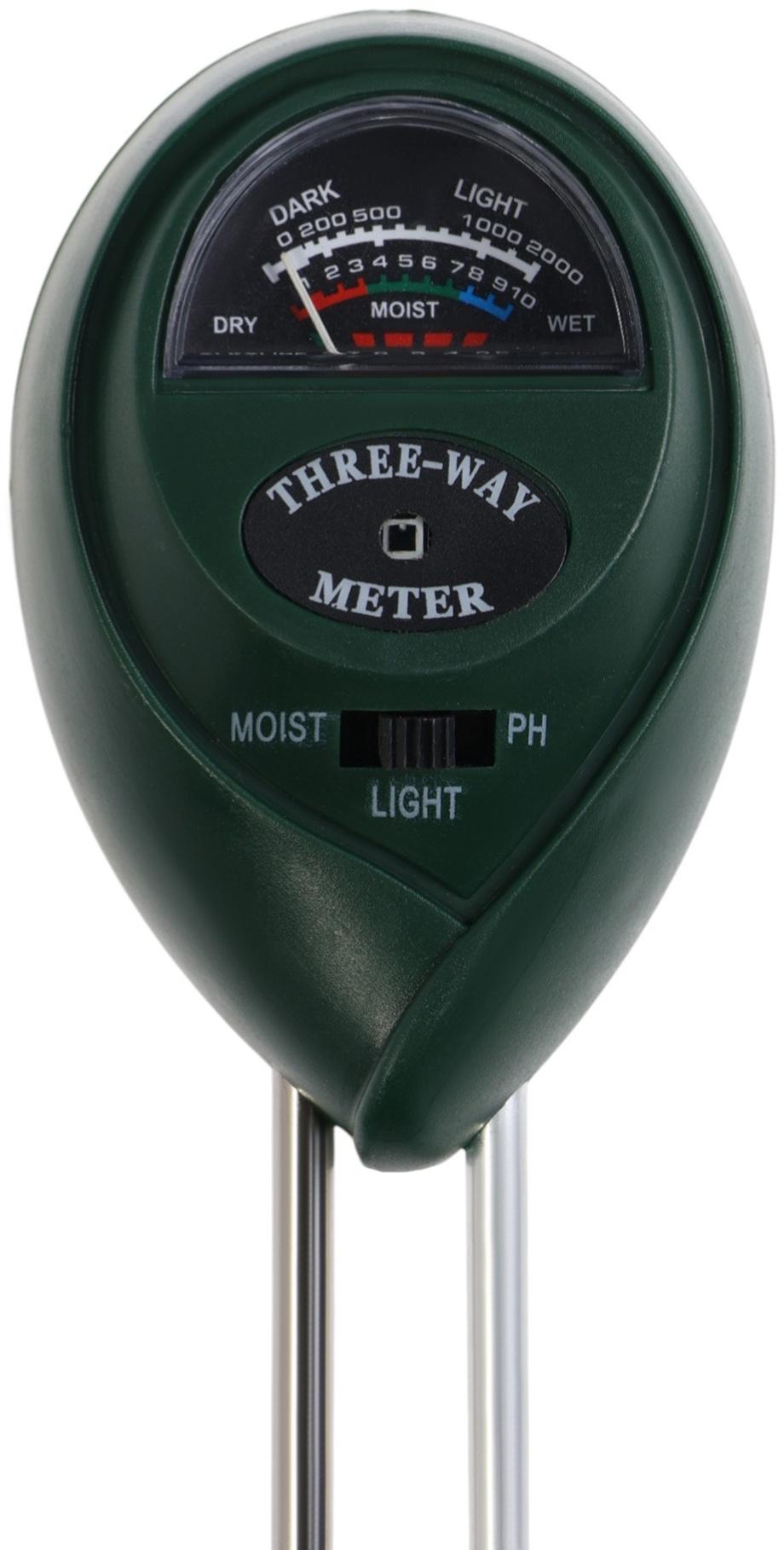 Прибор для измерения, влажность/pH/кислотность/освещенность почвы, зелёный