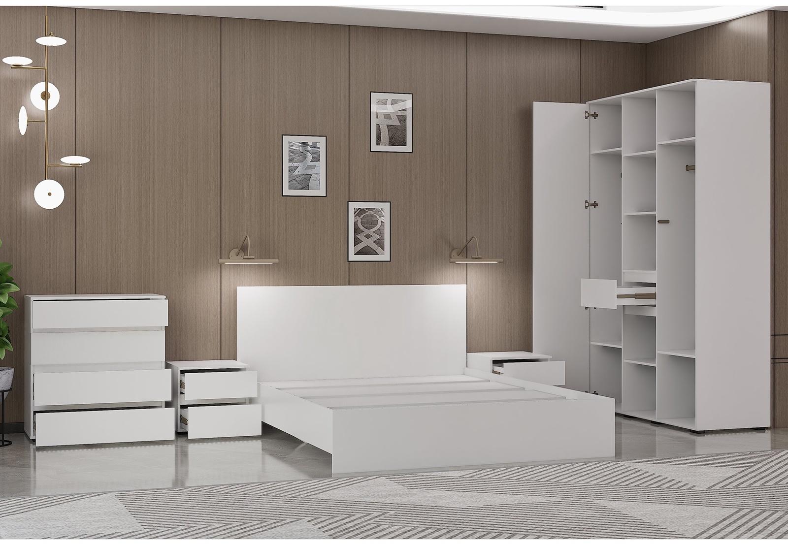 Спальный гарнитур «Лора», комплект 6 предметов, цвет белый