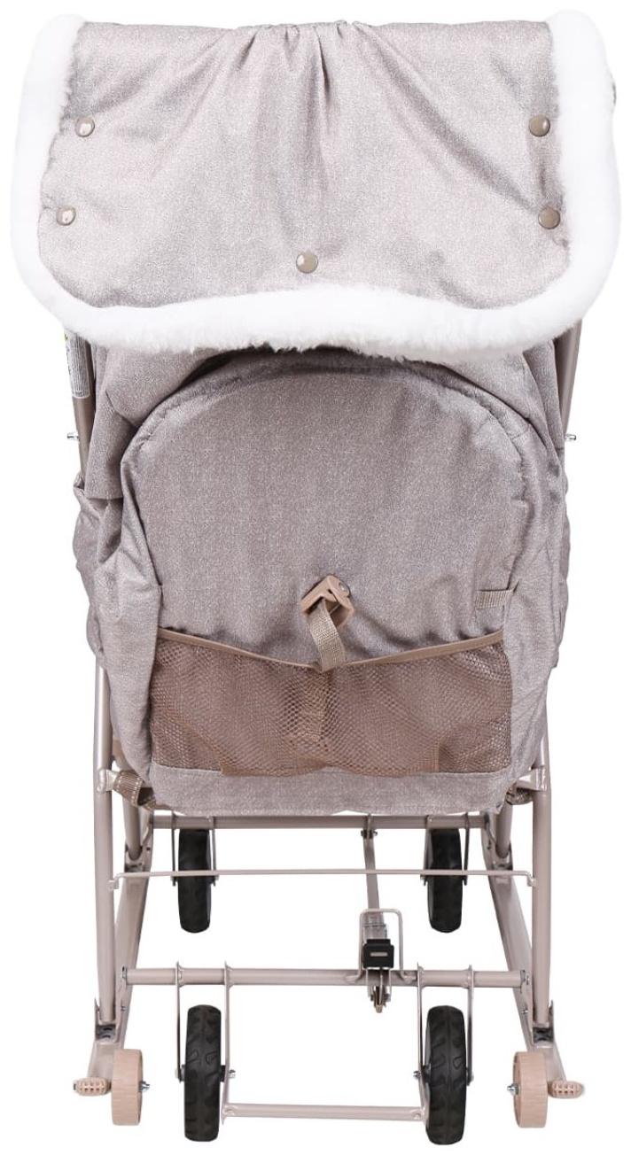 Санки - коляска «Наши детки 6», чехол для ног, муфта, сумка, бежевый