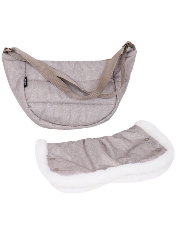 Санки - коляска «Наши детки 6», чехол для ног, муфта, сумка, бежевый