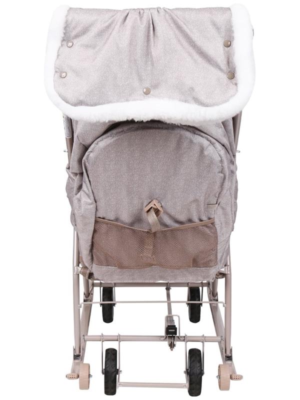 Санки - коляска «Наши детки 6», чехол для ног, муфта, сумка, бежевый