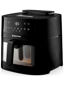 Аэрогриль BRAYER 2042BR, 8 литров, 1800 Вт, 8 программ, 80-200°С, LCD-дисплей, чёрный