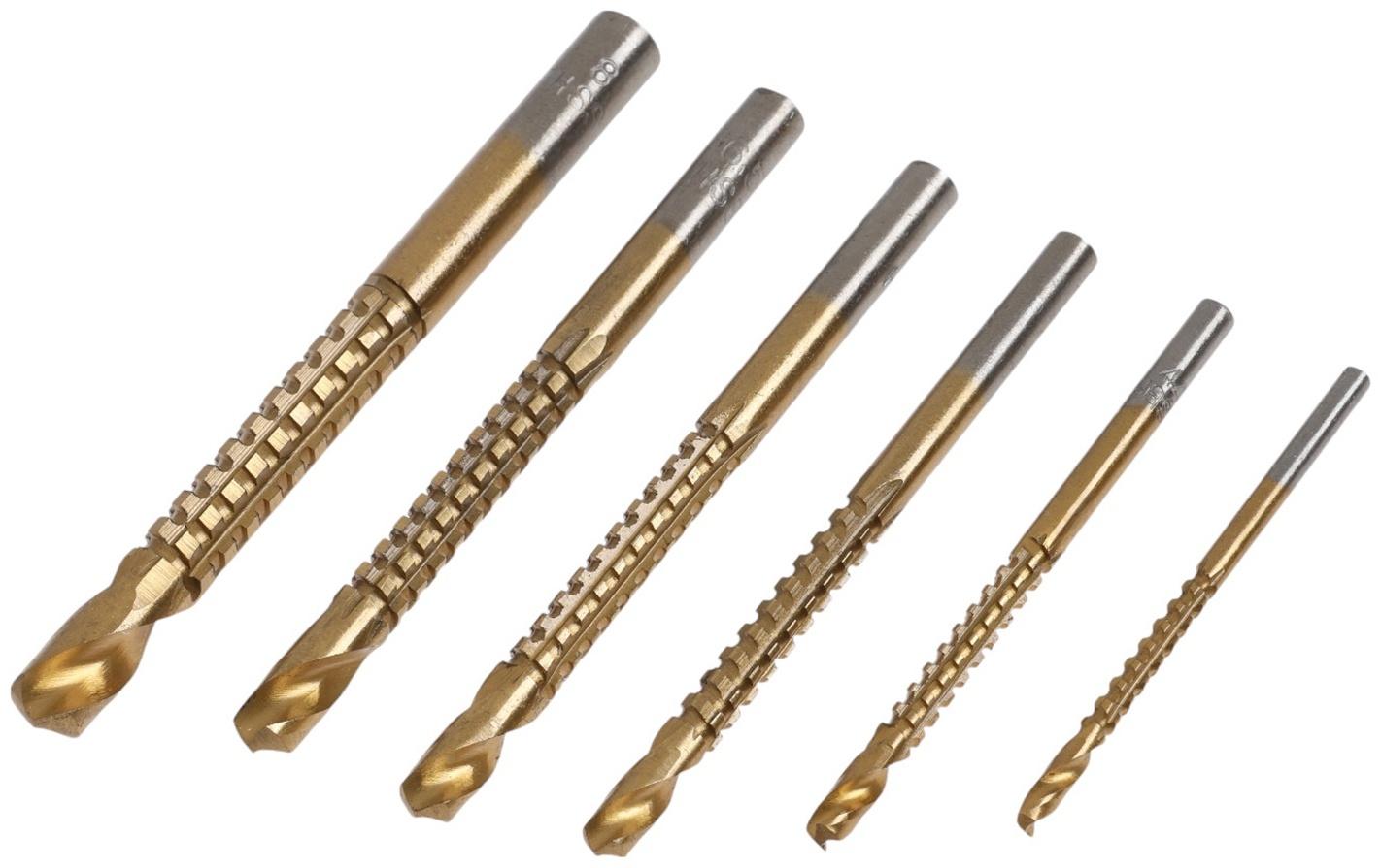 Набор сверл фрезерных универсальных ТУНДРА, HSS, TiN, цилиндр. хвостовик, 3 - 8 мм, 6 шт.