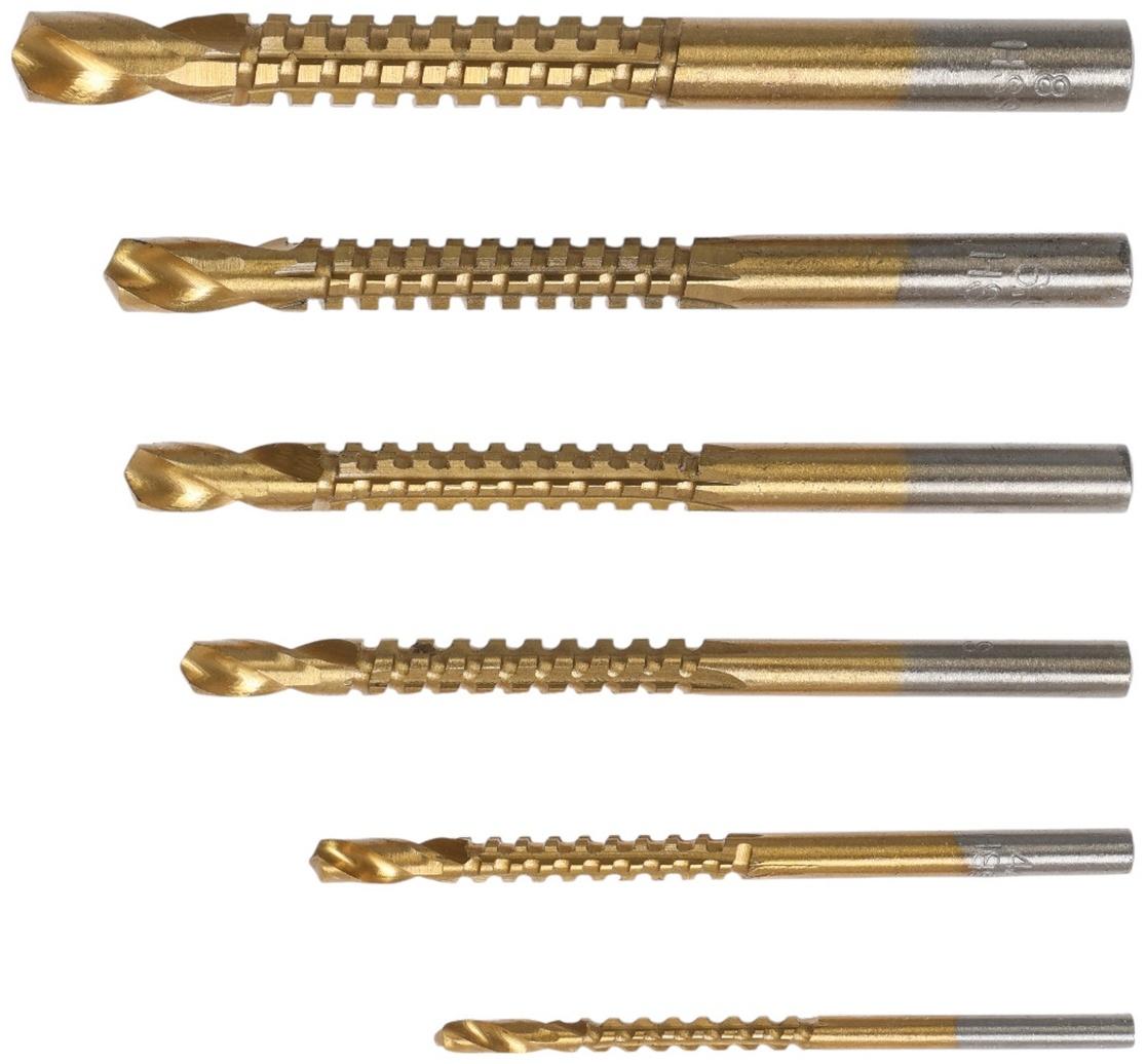 Набор сверл фрезерных универсальных ТУНДРА, HSS, TiN, цилиндр. хвостовик, 3 - 8 мм, 6 шт.