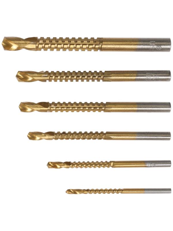 Набор сверл фрезерных универсальных ТУНДРА, HSS, TiN, цилиндр. хвостовик, 3 - 8 мм, 6 шт.