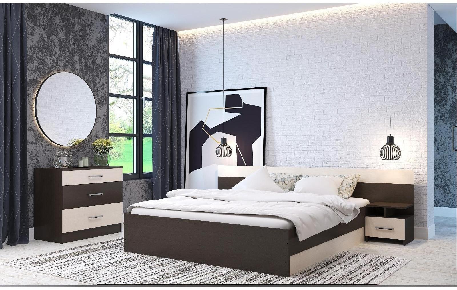 Спальный гарнитур «Леси», комплект 3 предмета, цвет венге/дуб белфорд