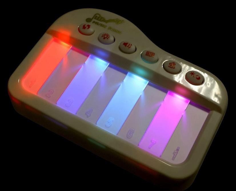 Музыкальное детское сенсорное пианино, звук, свет, белый