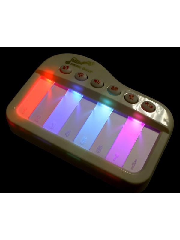 Музыкальное детское сенсорное пианино, звук, свет, белый