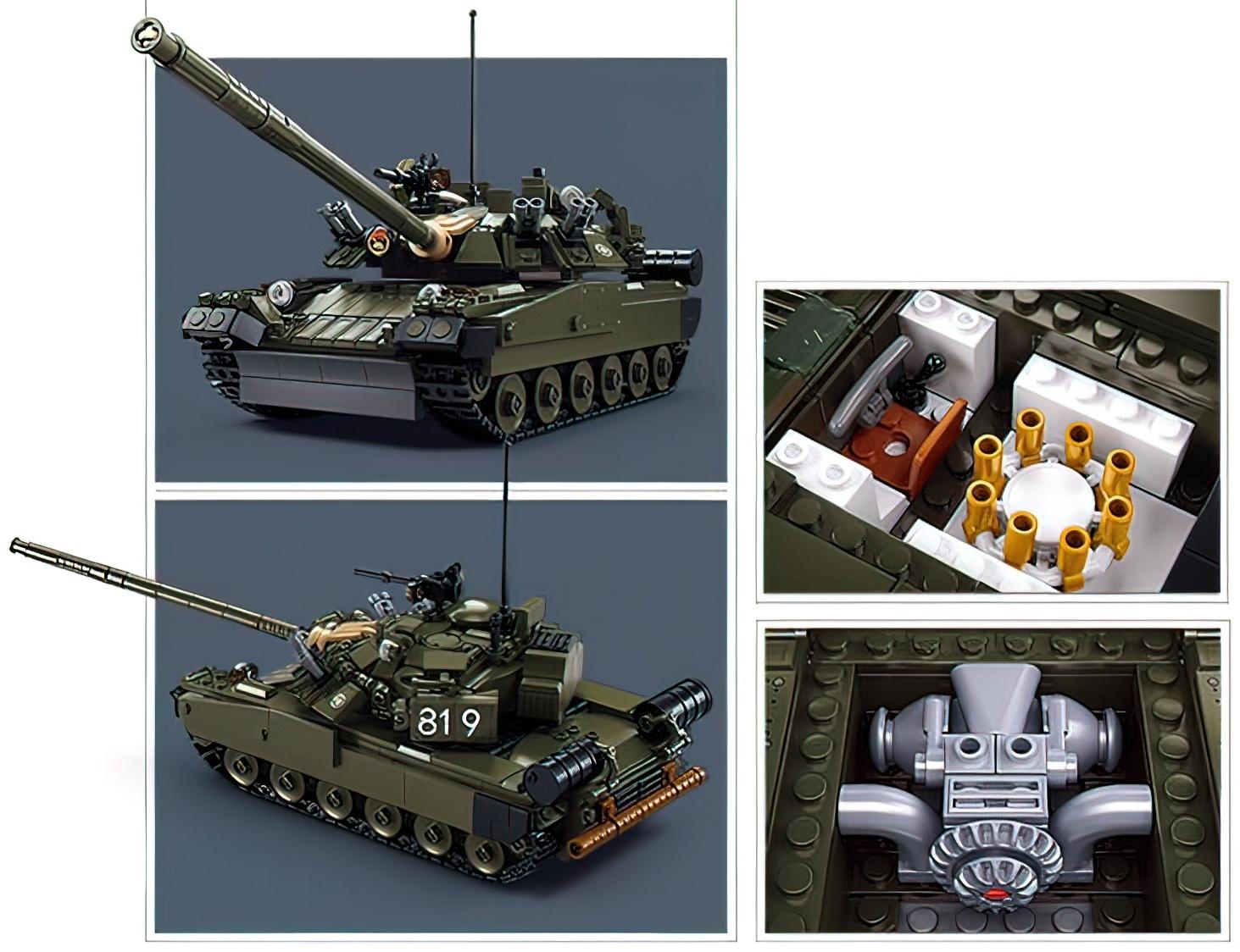 Конструктор «Модельки. Основной танк», 2 варианта сборки, 798 деталей, с фигурками