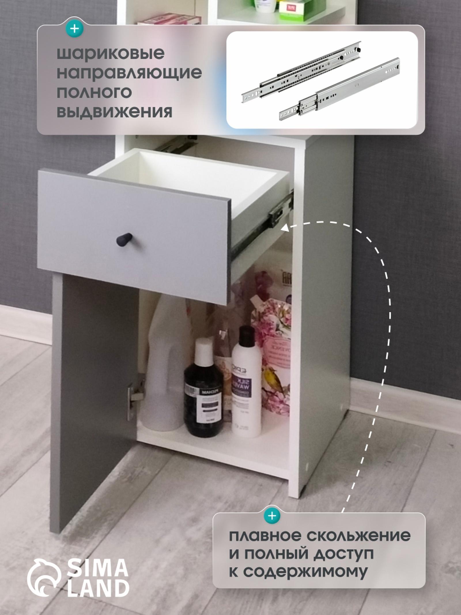 Стеллаж угловой «Лайт», 1 дверка, 1 ящик, 332×332×1504 мм, цвет белый/серый шифер