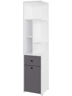 Стеллаж угловой «Лайт», 1 дверка, 1 ящик, 332×332×1504 мм, цвет белый/серый шифер