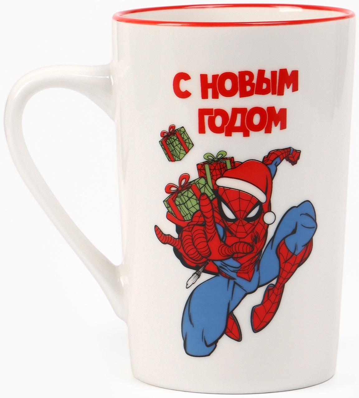 Кружка керамическая новогодняя, 385 мл, Человек-паук