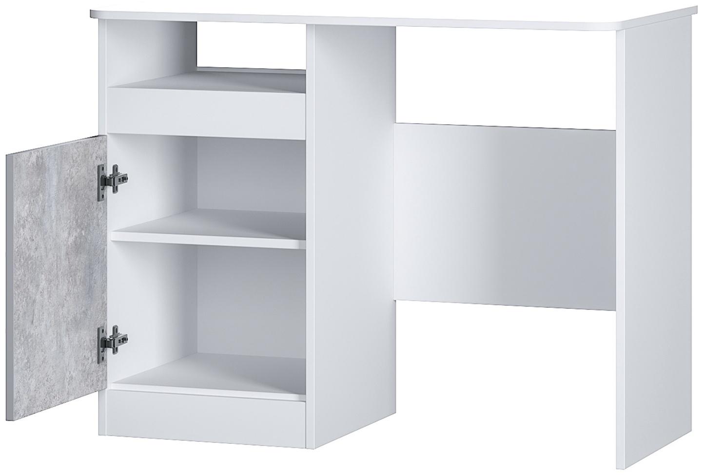 Стол письменный «Паскаль», 970×753×500 мм, цвет белый/цемент светлый