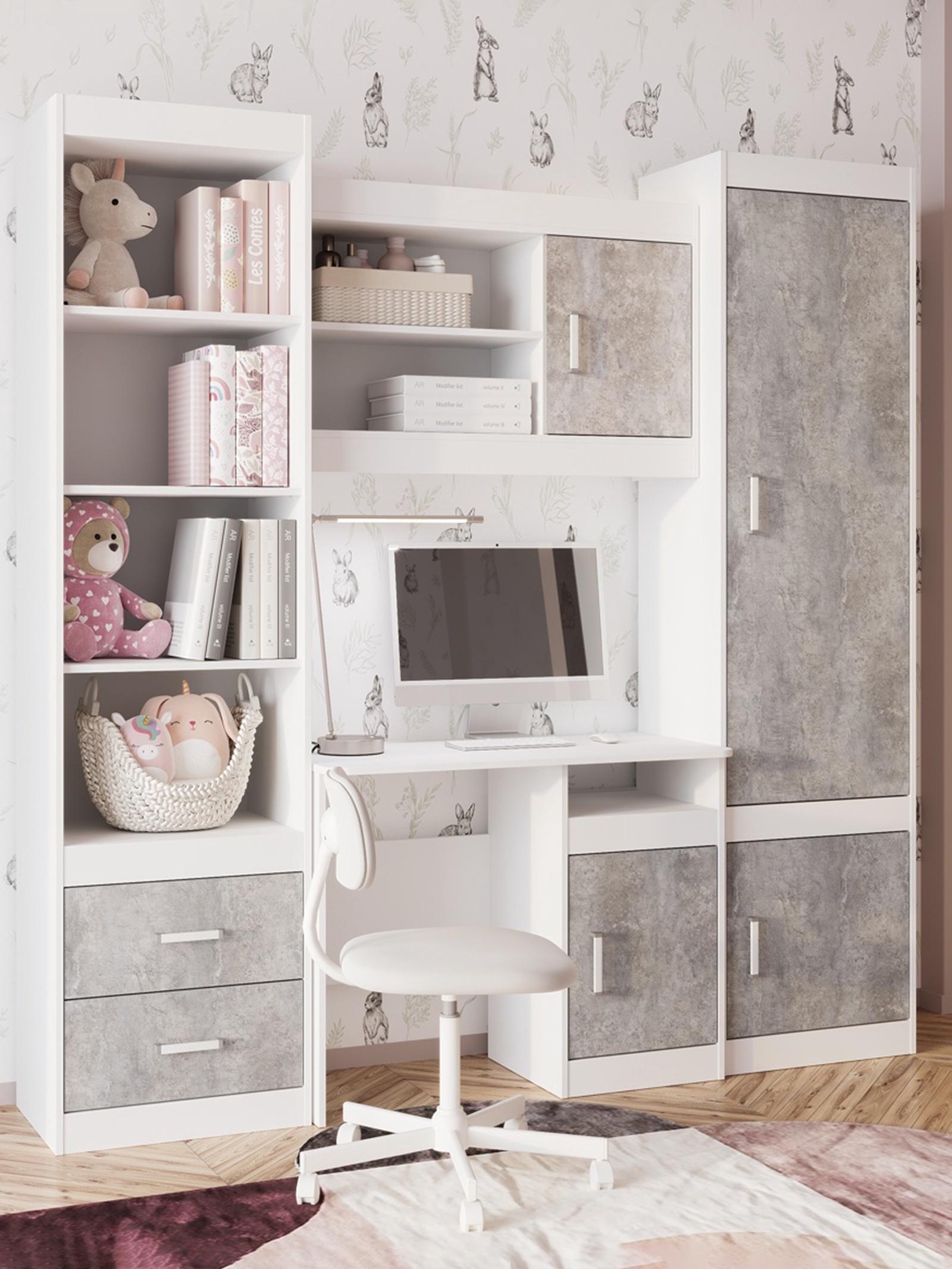 Стол письменный «Паскаль», 970×753×500 мм, цвет белый/цемент светлый