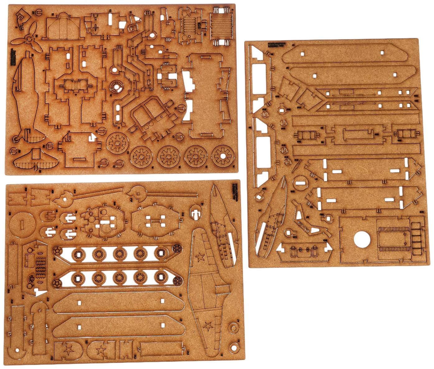 Конструктор 3D модель «Военный транспорт», 91 деталь, деревянный