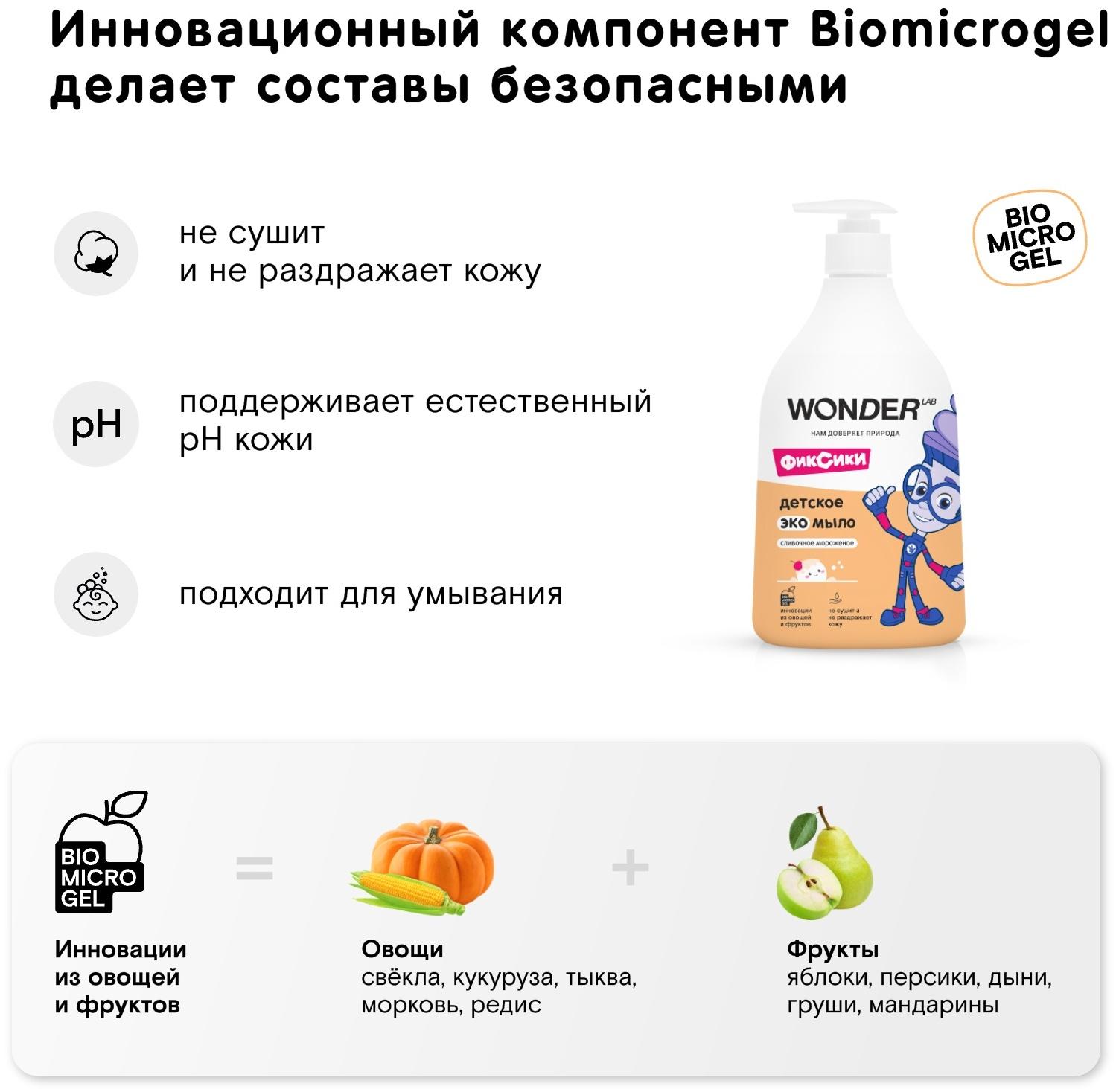 Детское экомыло WONDER LAB сливочное мороженое, 540 мл