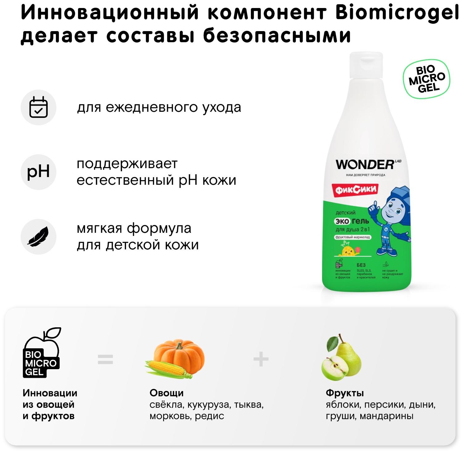 Детский экогель для душа WONDER LAB фруктовый мармелад, 550 мл