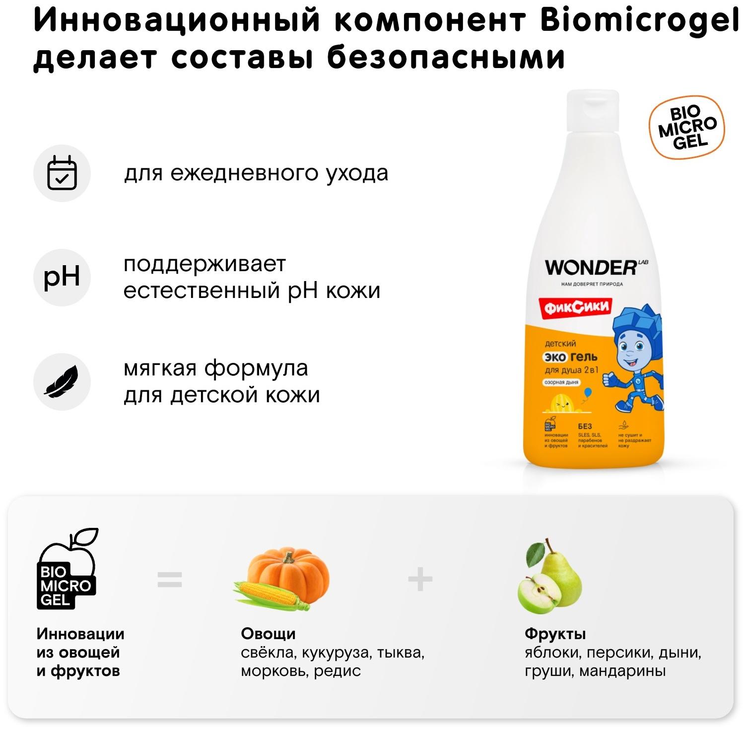 Детский экогель для душа WONDER LAB озорная дыня, 550 мл