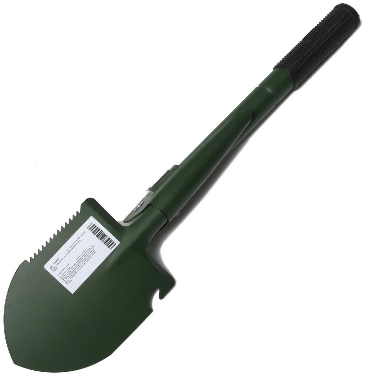 Лопата туристическая, L = 41 см, складная, пилка, металлический черенок с прорезиненной рукоятью, Greengo
