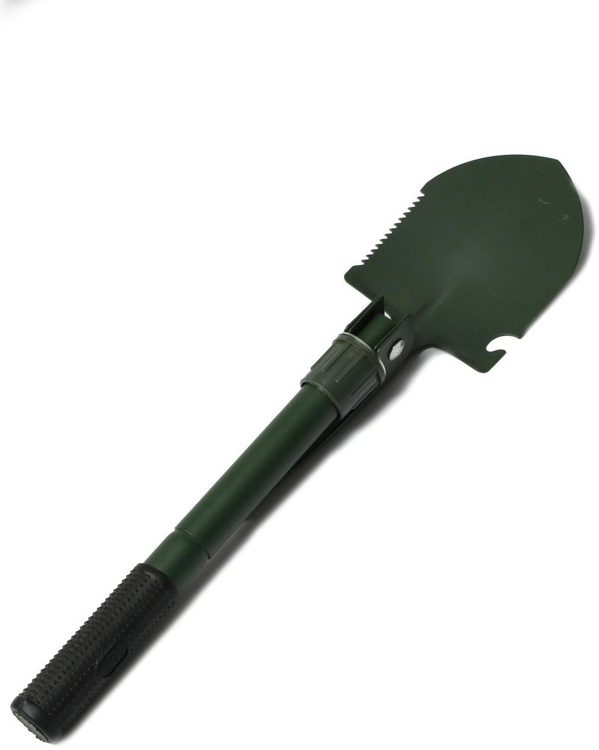 Лопата туристическая, L = 41 см, складная, пилка, металлический черенок с прорезиненной рукоятью, Greengo