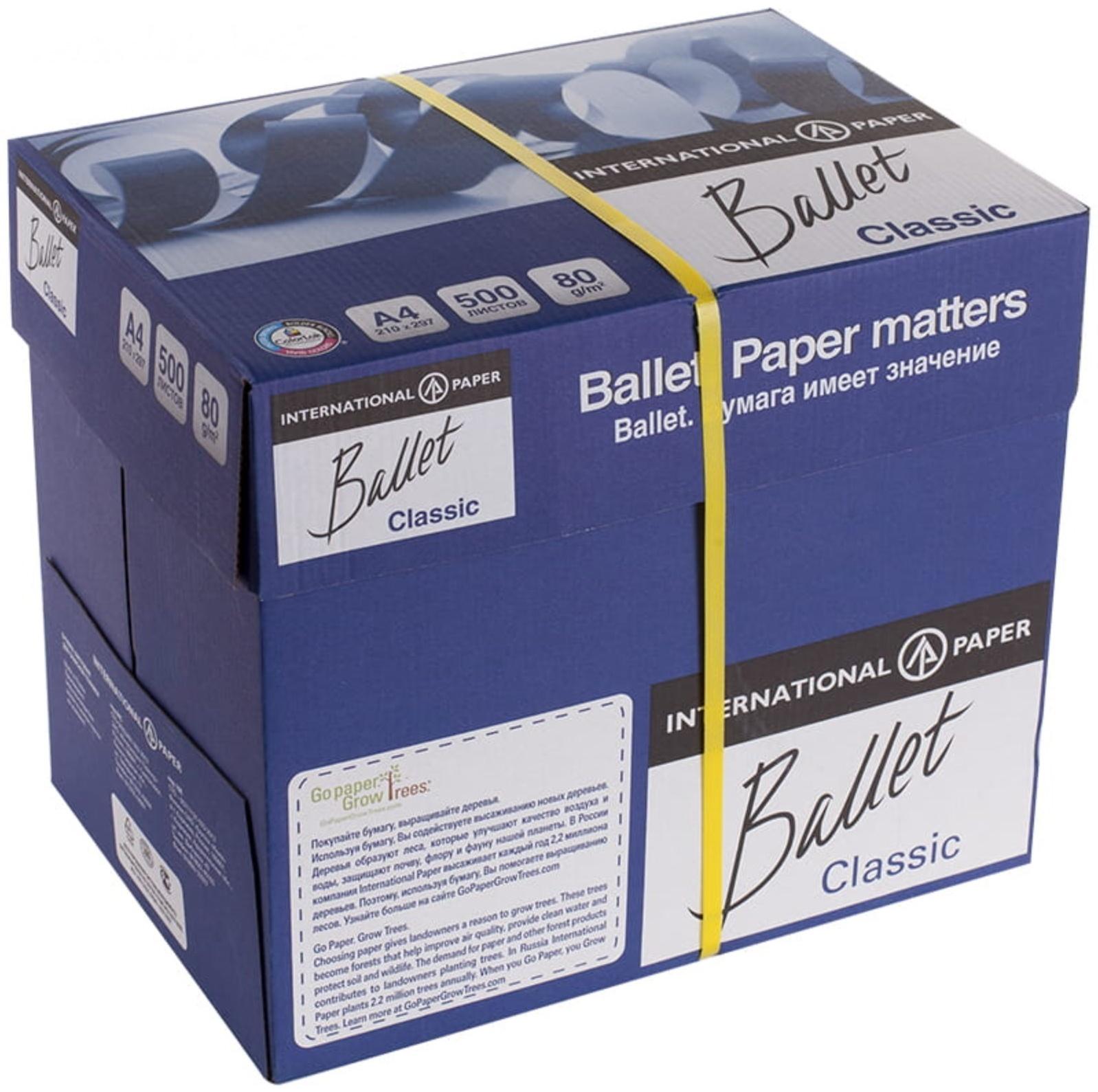 Бумага А4 500 л, Ballet Classic, 80 г/м², белизна 153% CIE, класс B (цена за 500 листов)