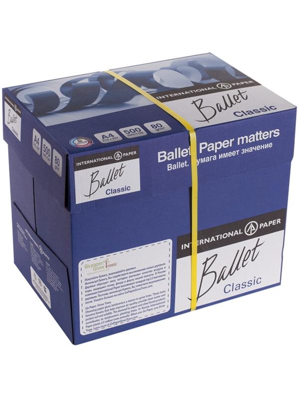 Бумага А4 500 л, Ballet Classic, 80 г/м², белизна 153% CIE, класс B (цена за 500 листов)
