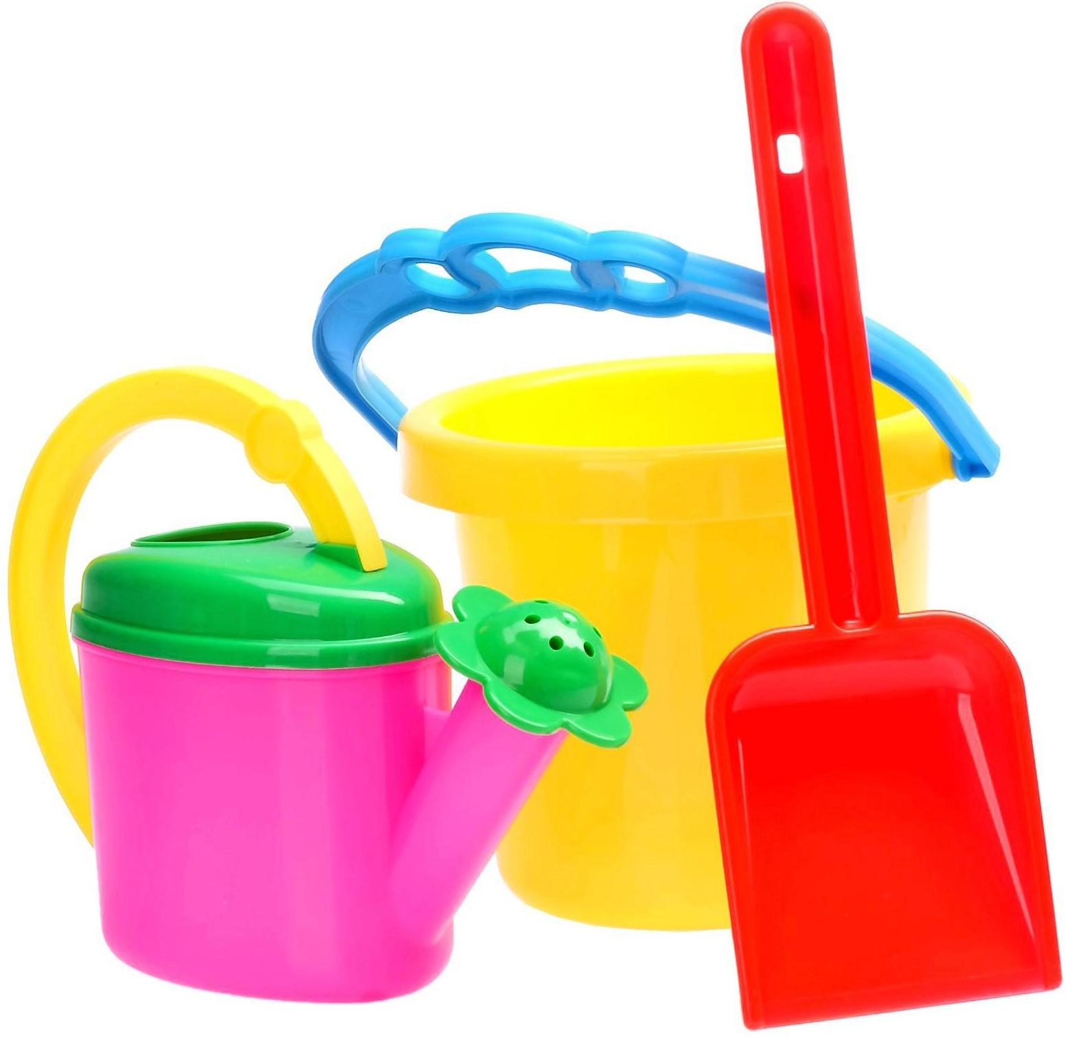 Набор игрушек для песочницы, 3 предмета: ведро 0.8 л, совок 21 см, лейка 0.3 л, МИКС