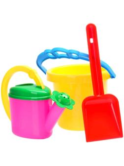 Набор игрушек для песочницы, 3 предмета: ведро 0.8 л, совок 21 см, лейка 0.3 л, МИКС