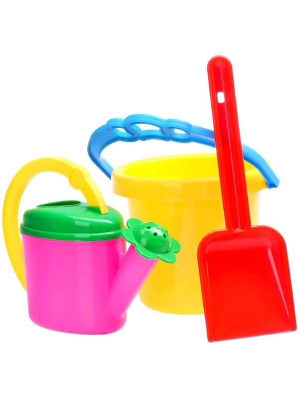 Набор игрушек для песочницы, 3 предмета: ведро 0.8 л, совок 21 см, лейка 0.3 л, МИКС