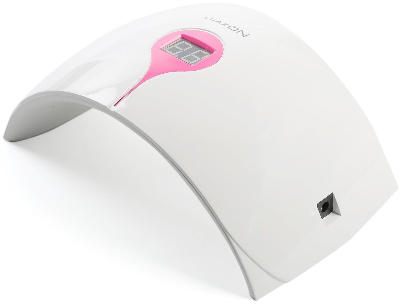 Лампа для гель-лака Luazon LUF-13, LED, 24 Вт, 15 диодов, дисплей, 220 В, бело-розовая