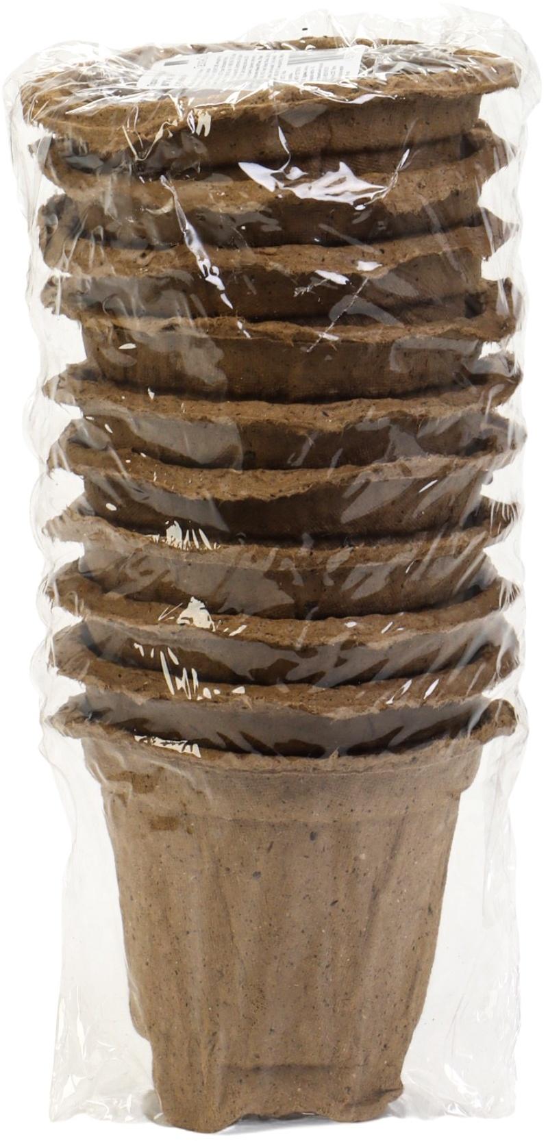 Горшок для рассады, 175 мл, d=8 см, h=8 см, торф, набор 10 шт.