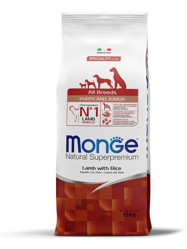 Сухой корм Monge Dog Speciality Puppy&Junior для щенков, ягненок/рис/ картофель, 12 кг