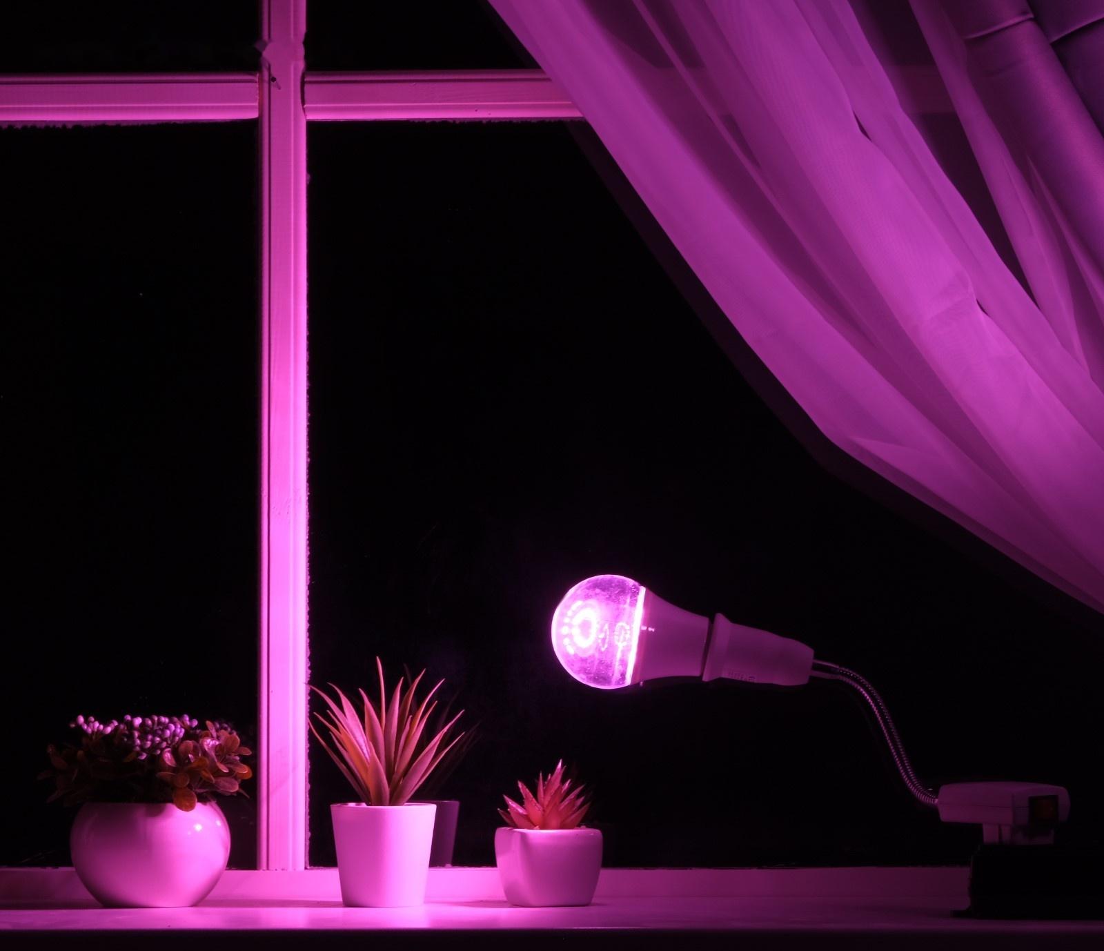 Светильник для растений 9 Вт, 7 мкмоль/с, гибкая ножка 15 см, выкл на корпусе