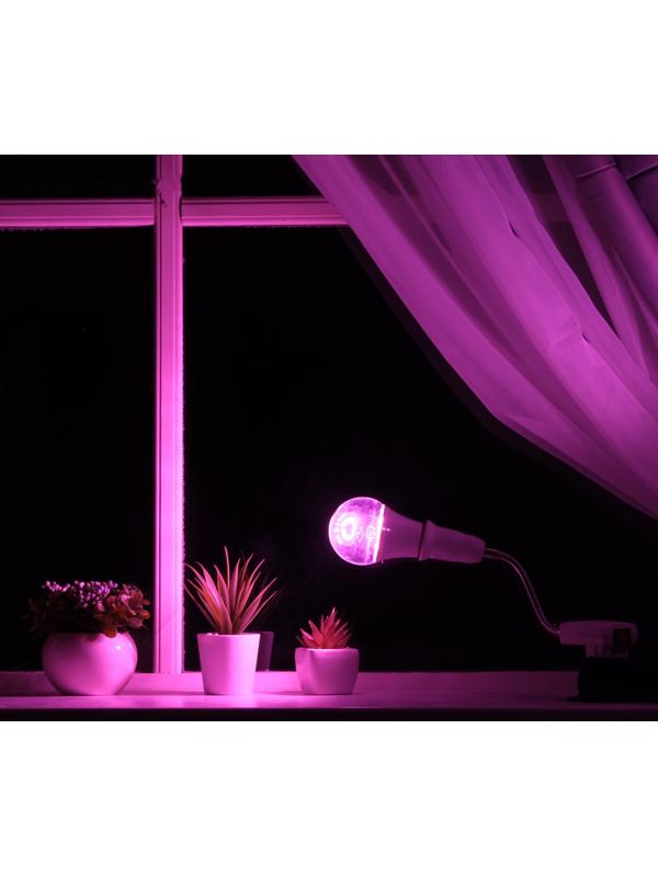 Светильник для растений 9 Вт, 7 мкмоль/с, гибкая ножка 15 см, выкл на корпусе