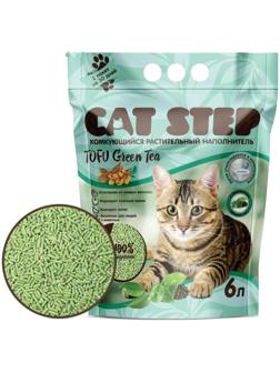 Наполнитель для кошачьих туалетов Tofu Green Tea, растительный комкующийся, 6 л, Cat Step