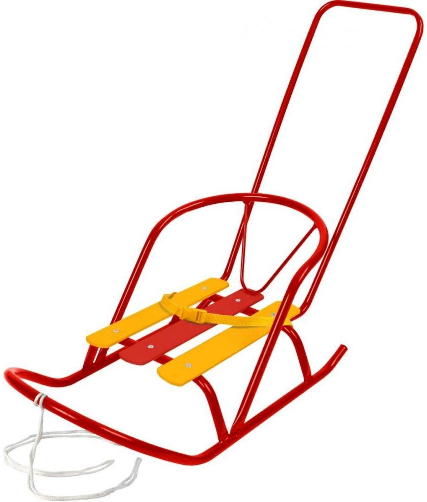 Кукольные санки с толкателем, цвет красный