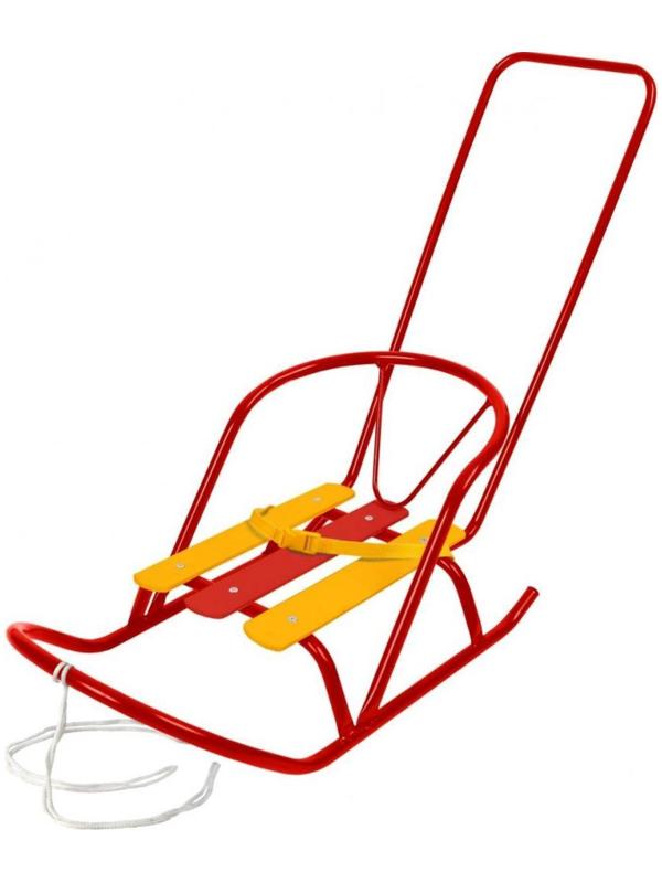 Кукольные санки с толкателем, цвет красный