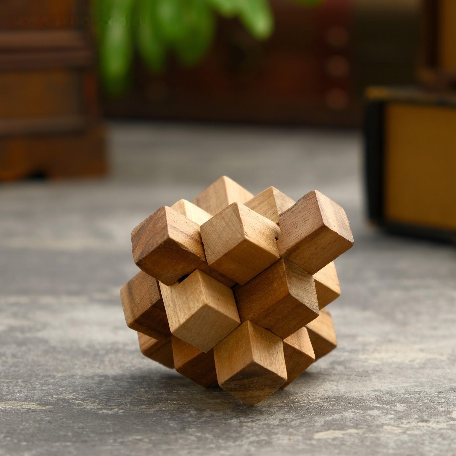 Головоломка из дерева «Крест», 9 частей, 8×8×8 см